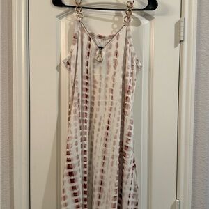 Chic Strapless Tie-Dye Dress with Chain Straps